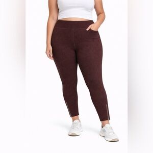 NWT - Good‎ American Chocolate Ribbed Leggings with Zipper Bottom
